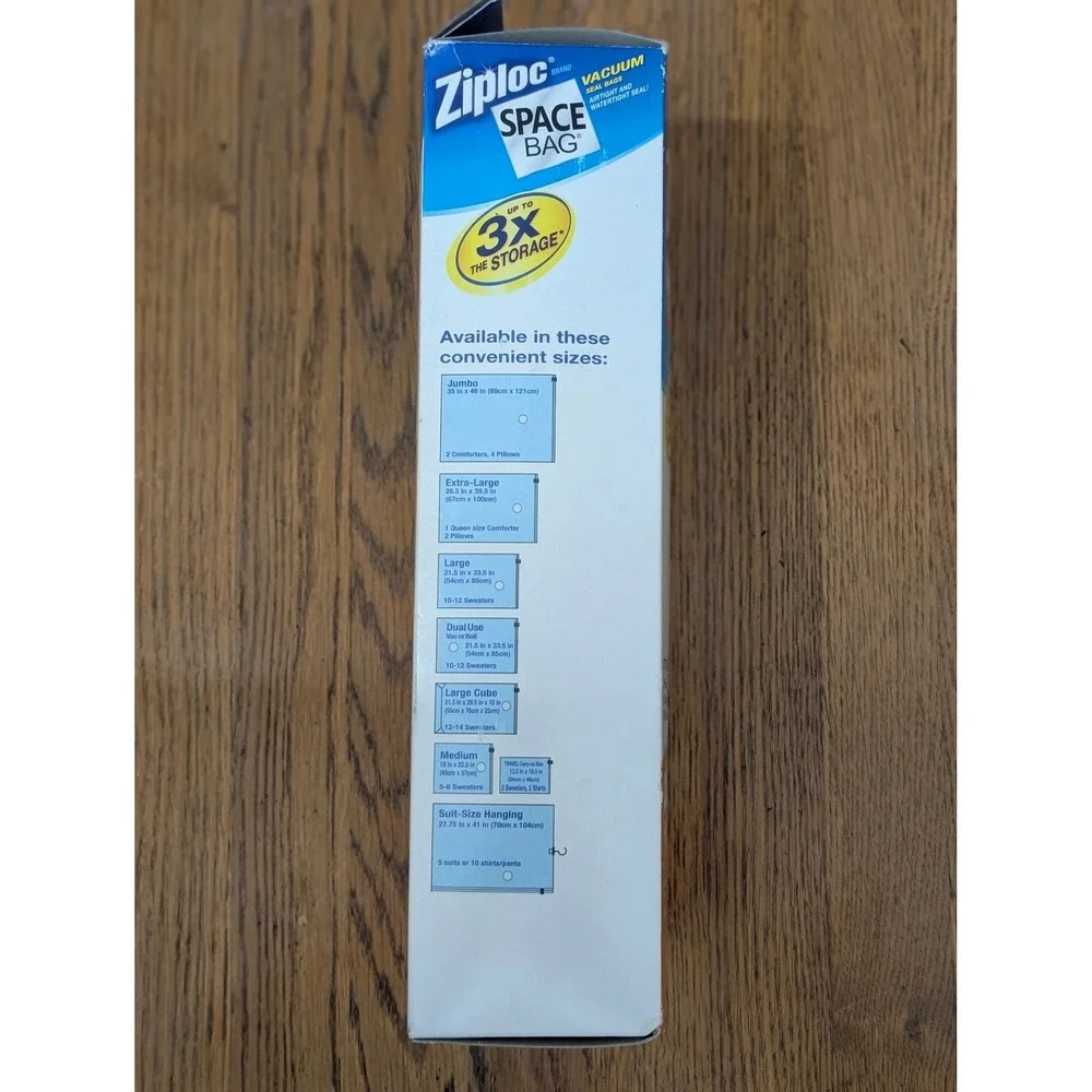Ziploc Space Bag Combo 6 Pack Vacuum Seal Storage Bags Travel Medium Large XL